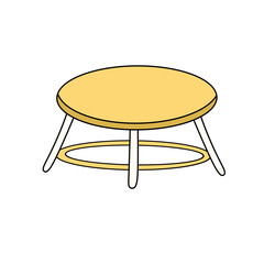 A yellow table with white legs