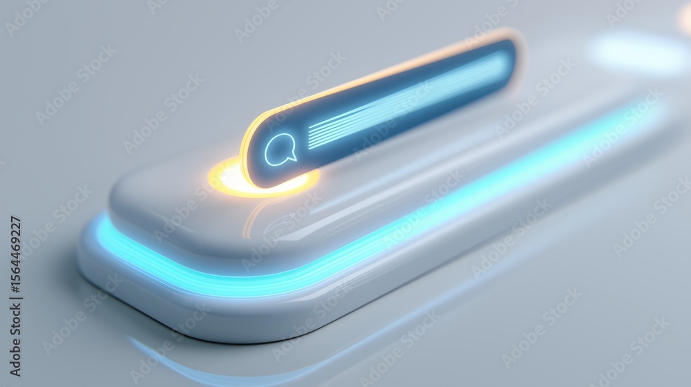 Aufkleber ai agent assistance and workflow automation concept, futuristic search bar with glowing accents and 