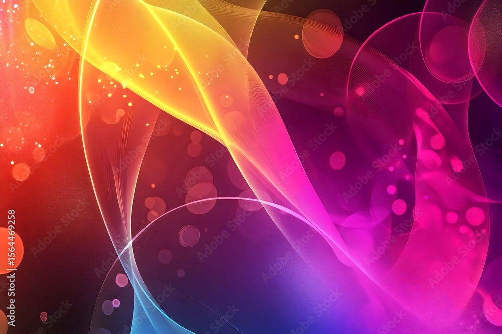Fototapete vibrant abstract design featuring a colorful blend of pink, blue, red, and yellow with translucent f