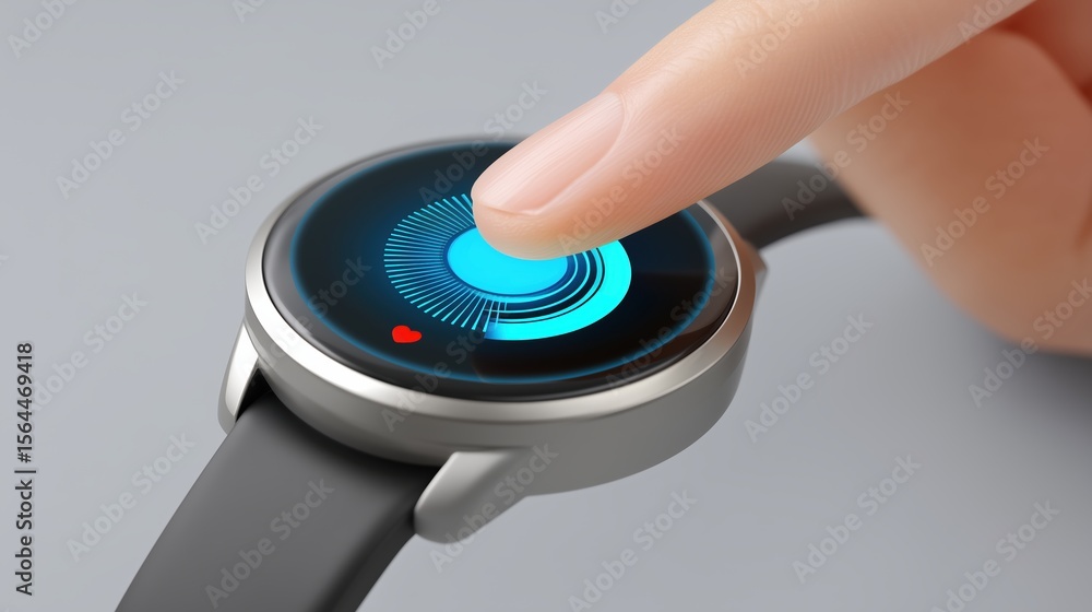 Poster ai agent assistance and workflow automation concept, smartwatch interface being tapped by a finger f