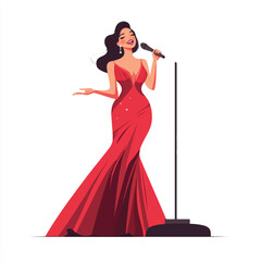 Fototapeta premium a event woman singing in glam dress holding mic