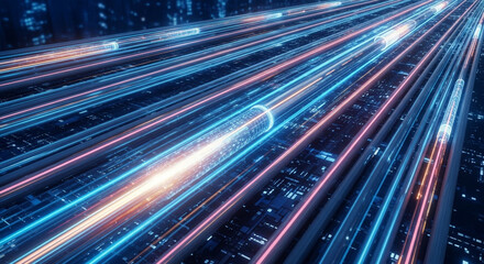 High-Speed Data Transmission Futuristic Network Visualization