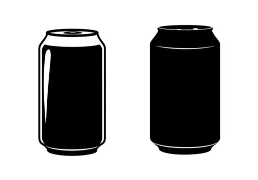 Two black soda cans in a minimalist style isolated on a white background in a graphic illustration