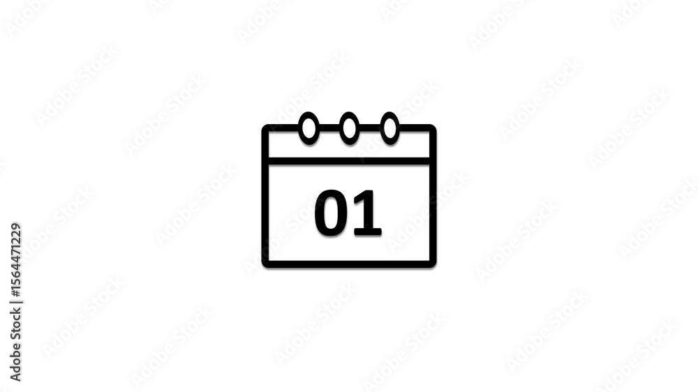 Poster monthly calendar and date 1 icon animation . calendar and time planner. daily calendar icon animatio