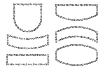 Fototapeta premium Doodle embroidery patches set. Hand drawn geometric shapes with stitches.