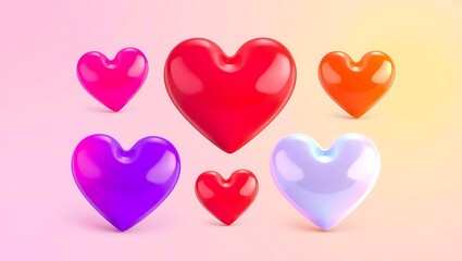 3D heart illustration, colorful heart icon, valentine's day design, pink background heart,