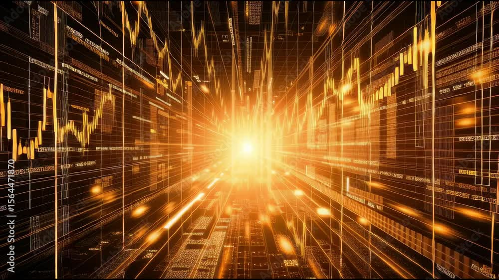 Poster abstract digital explosion glowing lines and data patterns showcasing technology and financial innov
