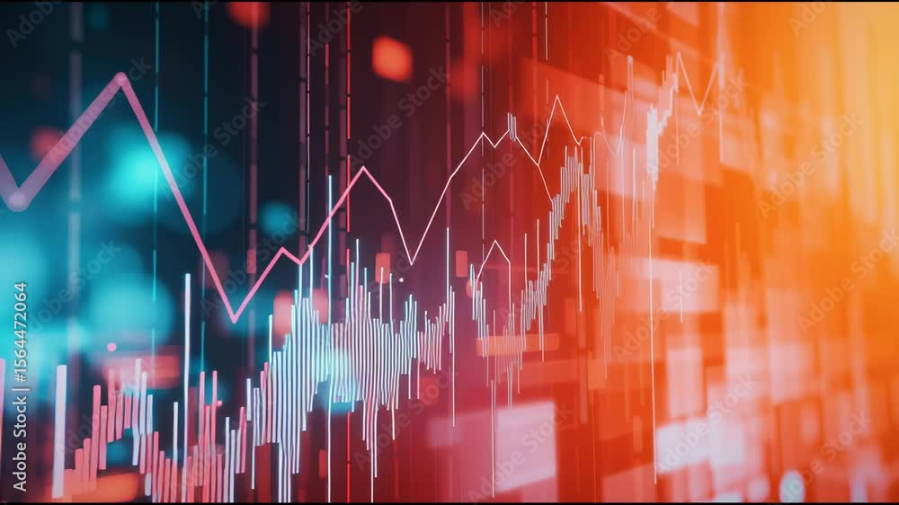 Poster colorful data visualization dynamic graphs and analytics showcasing financial trends and market insi