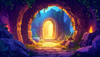 Fototapeta premium Mysterious Ancient Portal: A Journey to the Unknown