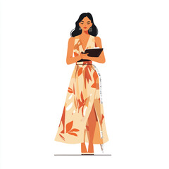 a fashion designer in flowy dress