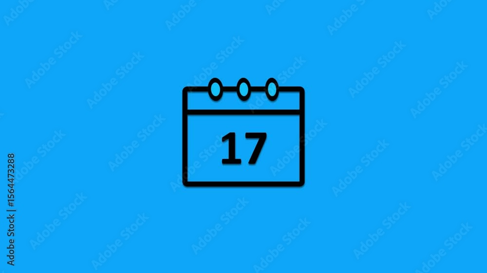 Poster monthly calendar and date 17 icon animation . calendar and time planner. daily calendar icon animati