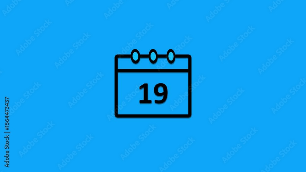 Poster monthly calendar and date 19 icon animation . calendar and time planner. daily calendar icon animati