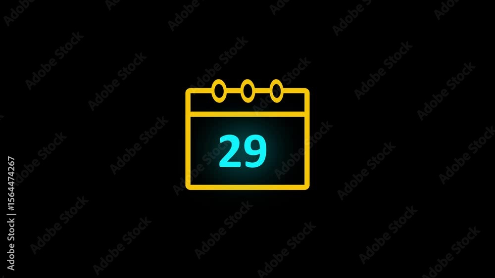 Poster monthly calendar and date 29 icon animation . calendar and time planner. daily calendar icon animati