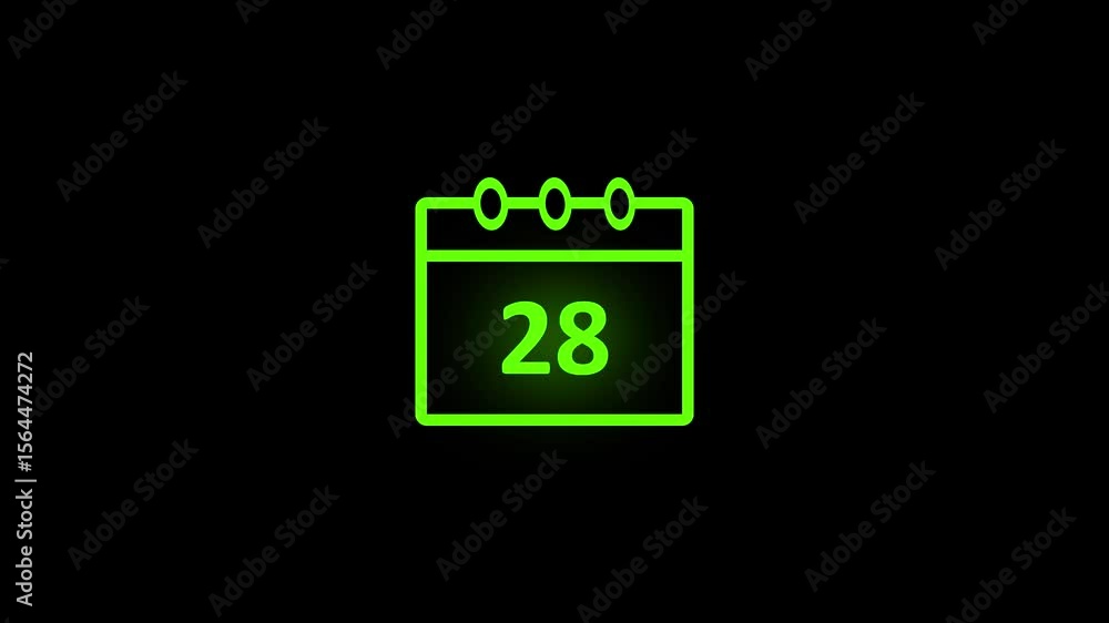 Poster monthly calendar and date 28 icon animation . calendar and time planner. daily calendar icon animati