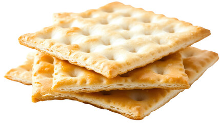 Crunchy Saltine Crackers Stack Isolated on White Background
