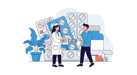 Pharmacist and Patient Discussing Medication Options and Treatments for Health and Wellness