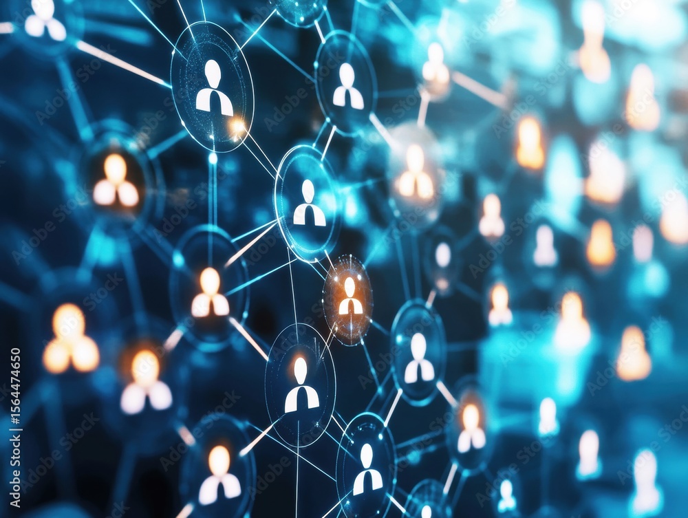Aufkleber abstract design depicting interconnected human figures, symbolizing networking and digital connectio