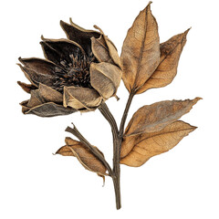 Dried flower with dried leaves - Ready to use Premium Cutout Isolated image [Transparent Background PNG].