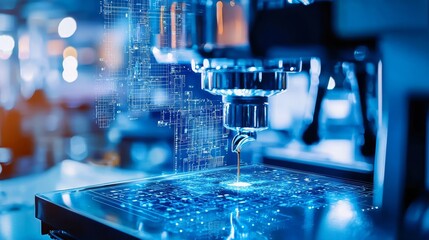 A cutting-edge visualization of digital blueprints intertwined with espresso brewing techniques.