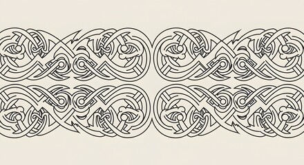 Intricate Celtic Knotwork Design: A Symmetrical Pattern of Intertwined Lines and Curves