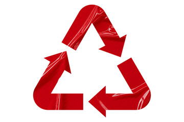 Red recycle symbol paper isolated on transparent background