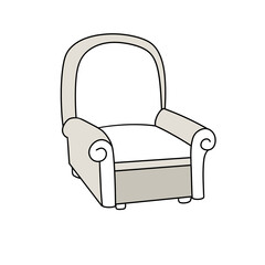 A white chair with a white cushion