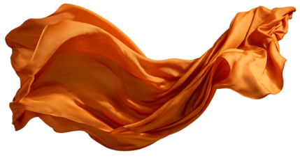 Flowing orange fabric, elegant and dynamic.