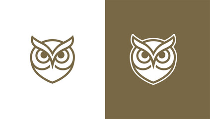 Owl head silhouette logo in minimalist vector style, generative ai