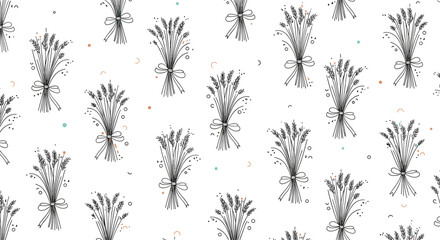 Elegant Black And White Botanical Bouquet Pattern With Subtle Colorful Speckled Accents For A Delicate And Artistic Touch