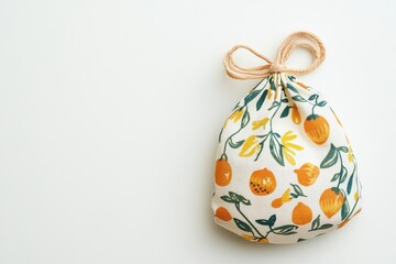 Floral pattern pouch with drawstring closure for gift packaging and storage uses.