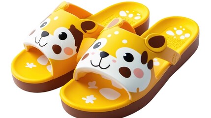 Childrens' yellow sandals with animal faces