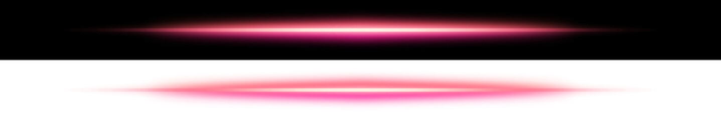 Fototapeta premium Pink light streak with glow on black and transparent background 