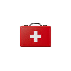 Obraz premium Red first aid kit with a white cross on a stark black backdrop, ready for emergencies, transparent background