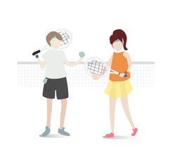 Tennis Match Duel: Capture the intensity of the match, with two tennis players locked in a strategic game. The digital artwork showcases a vibrant sport.