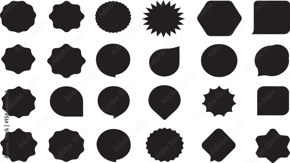 Poster set of black and white ink and paint splashes vector design elements for labels icons and badges