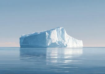 Majestic Iceberg Floating on Serene Ocean Waters Under a Clear, Calm Sky