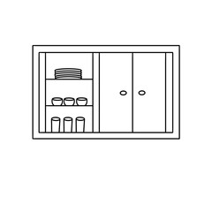 A white cabinet with a shelf and a drawer