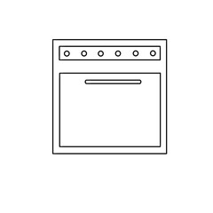 A white oven with a black handle