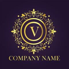Letter luxury gold logo concept