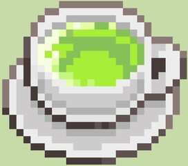 pixel green tea illustration