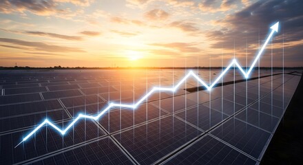 Growing Solar Energy and Stock Market Graph Concept
