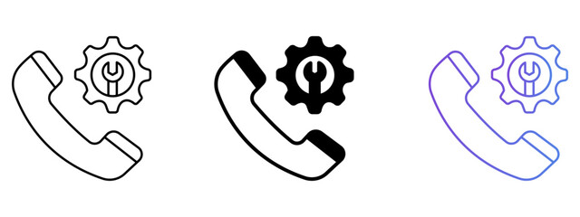 Phone Communication Icon – Line, Glyph & Gradient Style