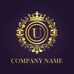 Letter luxury gold logo concept