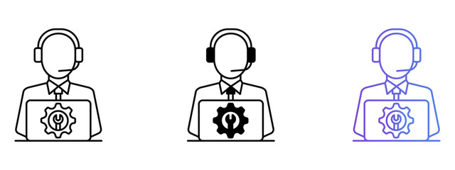 Customer Services Icon – Line, Glyph & Gradient Style

