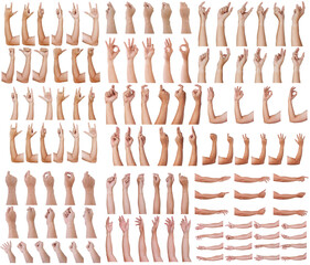  Male Asian hand gestures isolated over the white background. 