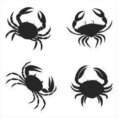 crab silhouette set silhouette animal sea crab collection set
