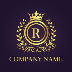 Letter luxury gold logo concept