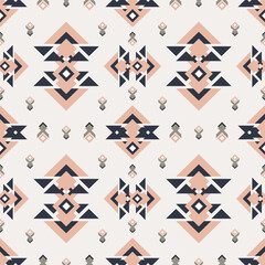 Soft Geometric Tribal Seamless Pattern in Pastel Tones. Ideal for textile design, digital papers, wallpaper, and ethnic-inspired prints.