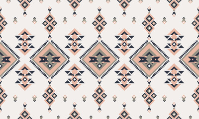 Soft Geometric Tribal Rug Seamless Pattern in Pastel Tones. Ideal for textile design, digital papers, wallpaper, and ethnic-inspired prints.