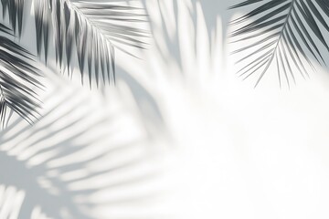 Obraz premium Palm leaves and shadow in monochrome create minimalistic design for backgrounds or overlays